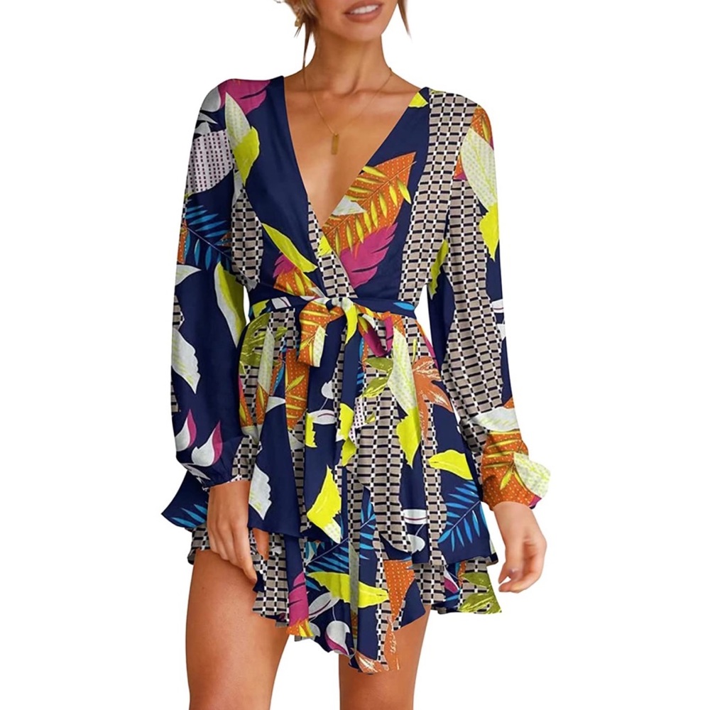 Cosonsen Women's Tie Waist Dress